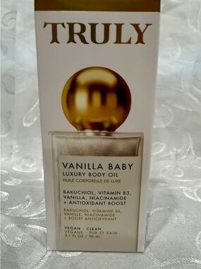 TRULY Vanilla Baby Luxury Body Oil - White & Gold New unopened box.